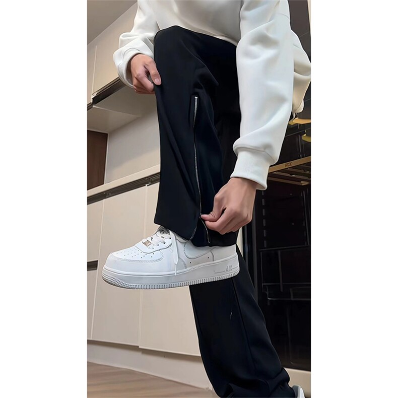 现货 黑色西装直筒西裤男春夏垂感显瘦休闲长裤男女同款XK301-P50图片