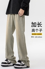 加长牛仔裤男高个子188cm110水洗复古渐变拼接裤子KZ014P63加绒73，男装牛仔裤，电商B312