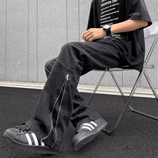 美式高街牛仔裤男士韩版潮流裤脚拉链2025春季ins长裤RK1857-P49，男装牛仔裤，星座412-2