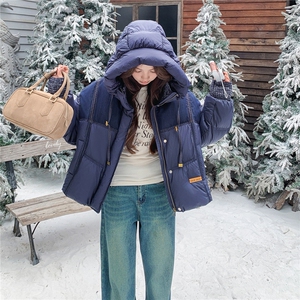 ！！！牛仔拼接羽绒服女高级感图片