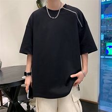 拉链短袖t恤男夏季冰感孔雀斜痞帅圆领半袖宽松纯色体恤衫T126，男装T恤，星座1116A-1（原606A）
