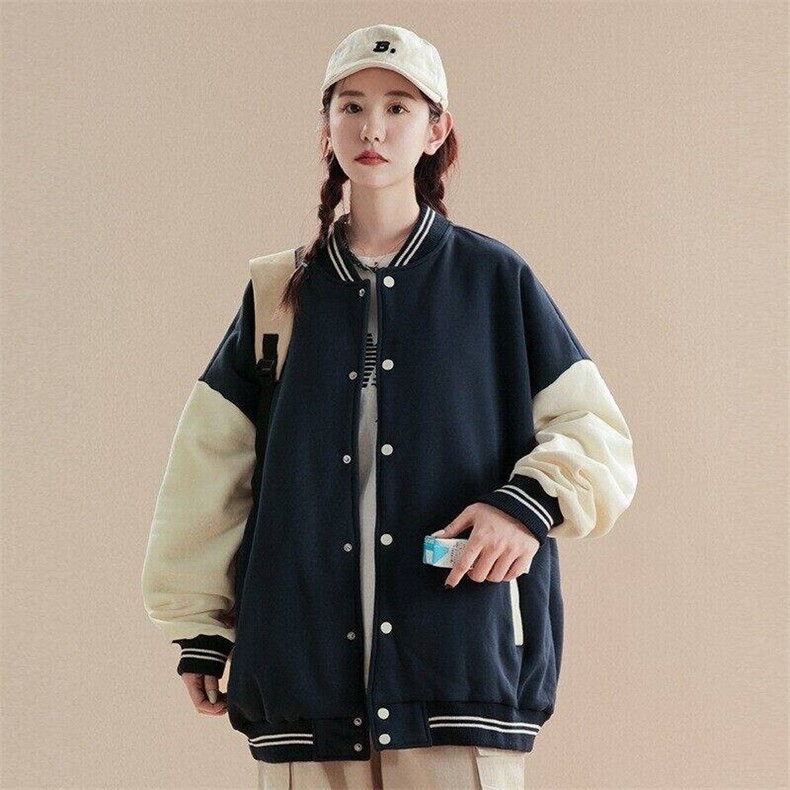光板二开JK602特P50纯色棒球服外套男女美式复古宽松夹克,男装夹克,电商D310B