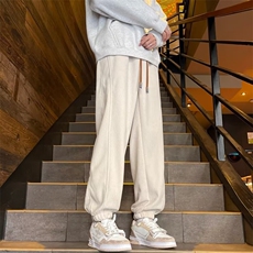 羊羔绒裤子男士冬季长裤潮牌休闲抽绳工装束脚卫裤新款青少年，男装休闲裤，星座601-2