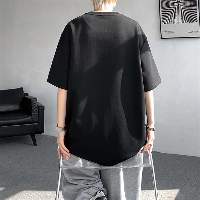 T290-P45控68260克曼巴棉夏季美式刺绣拼接口袋短袖T恤男宽松,男装T恤,电商A058-1（原电商C417）