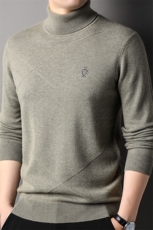 F81761加密加厚羊毛80S精品秋冬季百搭高领可翻中年男羊毛衫，男装针织衫/毛衣，钱塘207-1