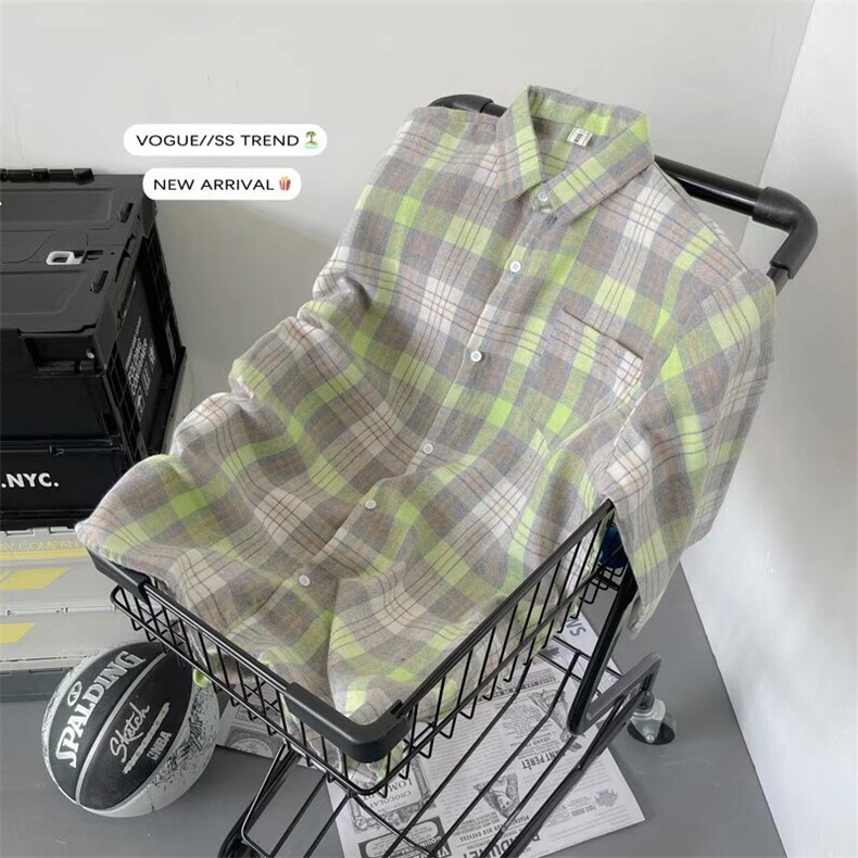 夏季2024新款短袖格子衬衫C43P28,男装衬衫,星座1116-2
