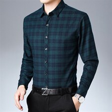 长袖衬衫男春季新款男士免烫衬衣宽松加绒加厚衬衫中青年打底上衣图片