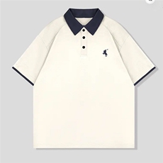 网图260克曼巴棉夏季拼接撞色假两件POLO衫短袖男士休闲潮T恤P38，男装T恤，电商C306-1