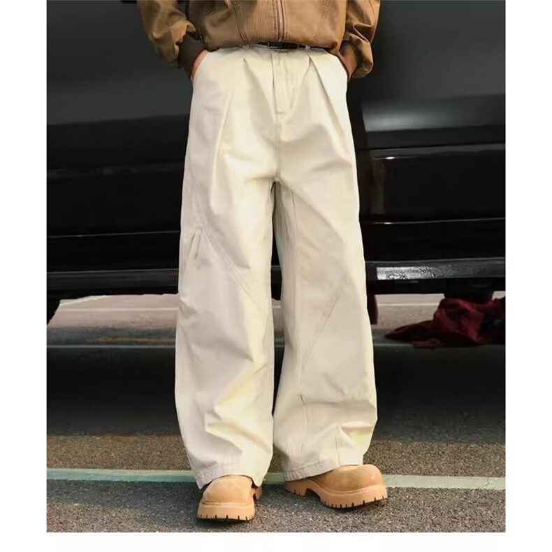 美式男款牛仔裤显瘦裤子高街绑带白色提档微喇裤直筒vibe工装弯刀,男装牛仔裤,星座506A