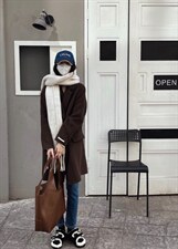 秋冬新款韩版翻领四粒扣中长款羊绒大衣，其它，HJ