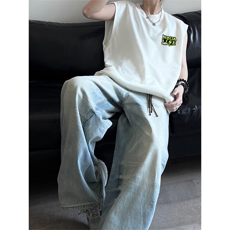量大优供视频得物直播品230克夏季麂皮绒背心无袖T恤BJ313,男装T恤,电商A486