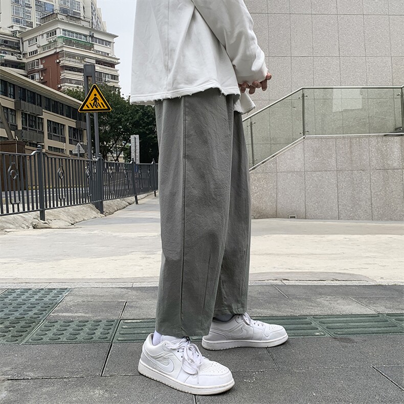 K503-P452025新款亚麻棉麻九分裤男士大码休闲裤港风直筒裤控68,男装休闲裤,电商B280-1（原A049）