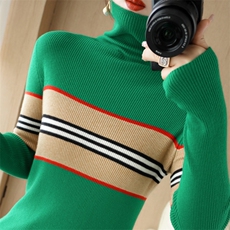 2025年秋季时尚百搭通勤简约休闲套头条纹衫，女装羊毛衫，大美人包芯纱店