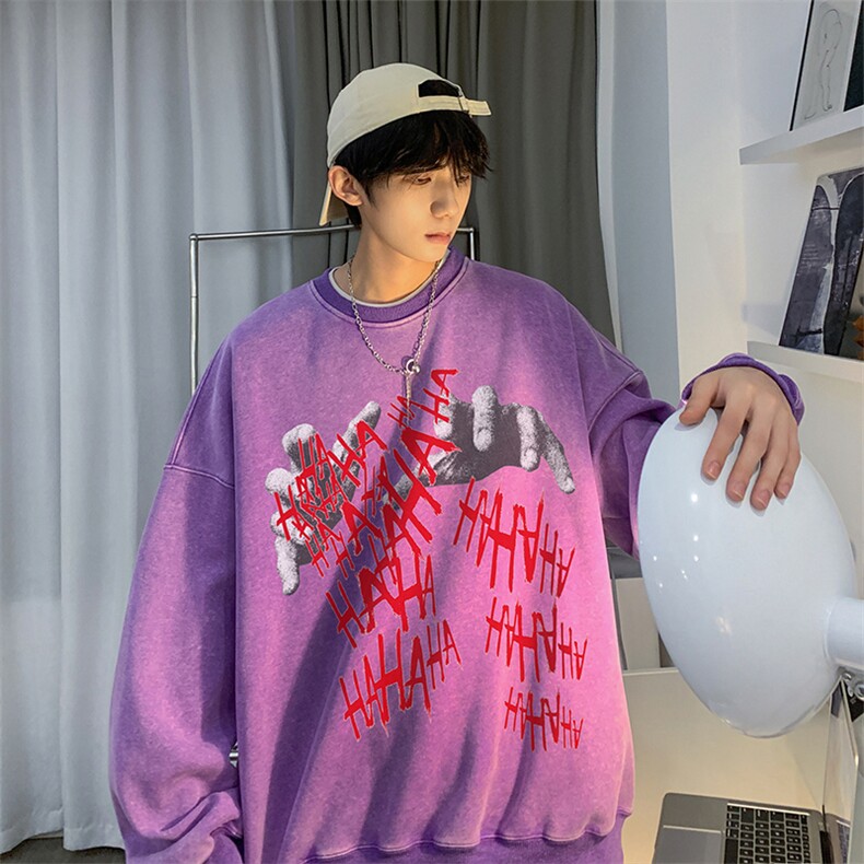 水洗 圆领卫衣 美式复古印花JK23399特批p48-控79图片