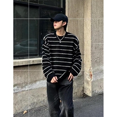 复古条纹毛衣男新款秋冬鹿毛水貂绒百搭休闲针织衫上衣MY78，男装针织衫/毛衣，星座1116A（原606A-3）