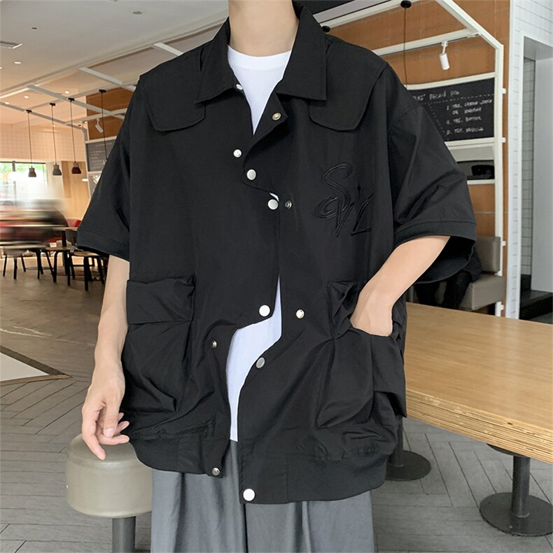 2023复古衬衫男宽松小众设计感趣味新款男装上衣外穿CS01275-P50,男装衬衫,星座308B-1