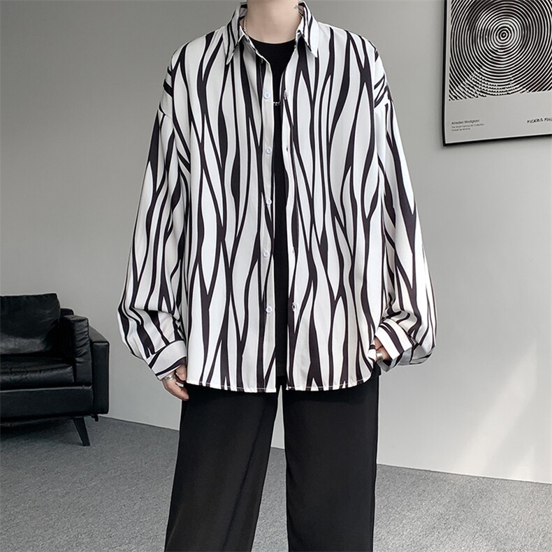 衬衫男秋季新款港风宽松长袖衬衣CS806-P32，男装衬衫，星座214-3