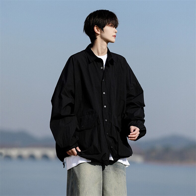 8XL-M轻薄透气防晒衬衫廓形外套大码夏季冰丝多口袋衬衣JK5203P50,男装夹克,电商B238