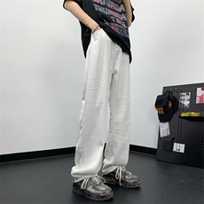 男夏季宽松直筒阔腿裤子潮牌高街美式高级感牛仔裤N6123，男装牛仔裤，星座1116A-1（原606A）