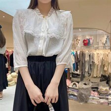 夏季新款蕾丝边衬衫，女装衬衫，韩索慧慧