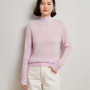 休闲/淑女羊毛山秋冬新款百搭气质半高领羊毛衫图片