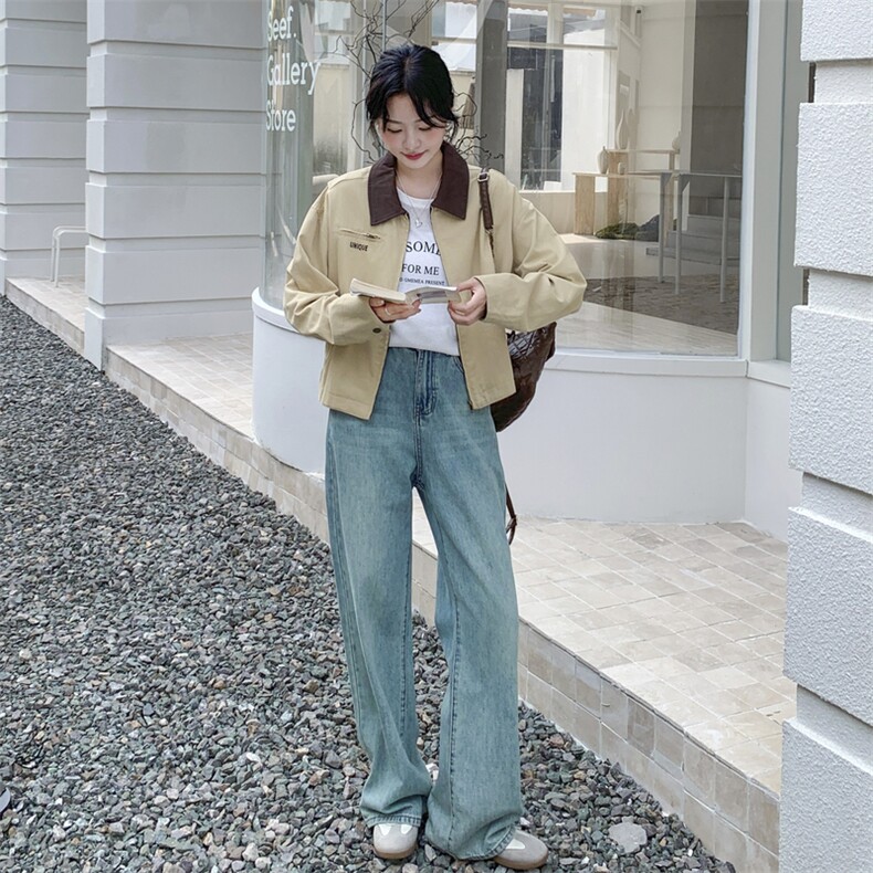 卡其色短外套女早秋2025新款爆款独特漂亮韩系小个子休闲减龄夹克,女装短外套,2C316
