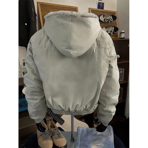 现货高品质美式高街冬季重磅硬挺短款座山雕毛领棉衣男女加厚外套图片
