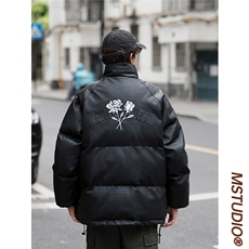 主推情侣装冬装钢印pu皮棉衣羽绒棉情侣棉服外套男M6616-P128，男装皮衣，星座307A