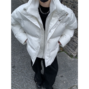 美式羽绒棉服男款冬季高街假两件棉衣外套潮牌炸街立领棉衣p93