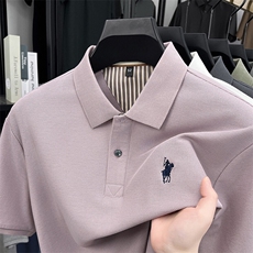 爆夏季男款棉透气polo衫长袖潮流上衣百搭商务风刺绣男装，男装T恤，钱塘6003（原4033）