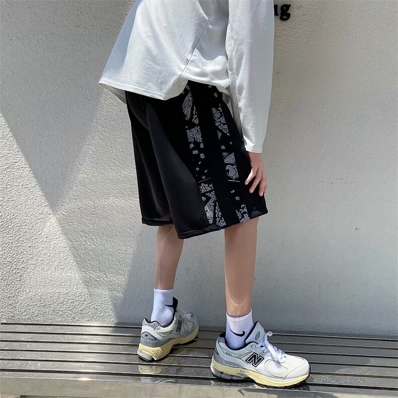 休闲短裤男腰果花夏季新款潮牌ins百搭学生沙滩五分裤子D372-p28图片