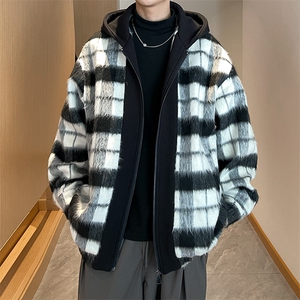 小香风秋装新款拼色男士毛呢港风连帽夹克外套A071-JK108-P125图片