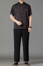 2026夏季薄款高端风中式短袖衬衫套装唐装汉服HL23806-P108，男装休闲套装，星座1105-3