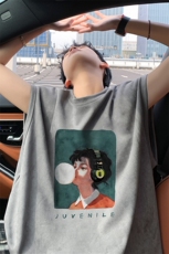 ！2025夏季新款男士百搭麂皮绒无袖短袖潮牌背心TLBX37特P18，男装T恤，电商B220