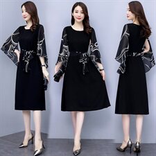 潮流舒适时尚连衣裙短袖2021年夏季中长款圆领优雅，女装连衣裙，众宇琦