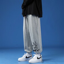 K13179-P35 加绒P45春季束脚直筒运动裤男大码宽松休闲卫裤哈伦裤图片