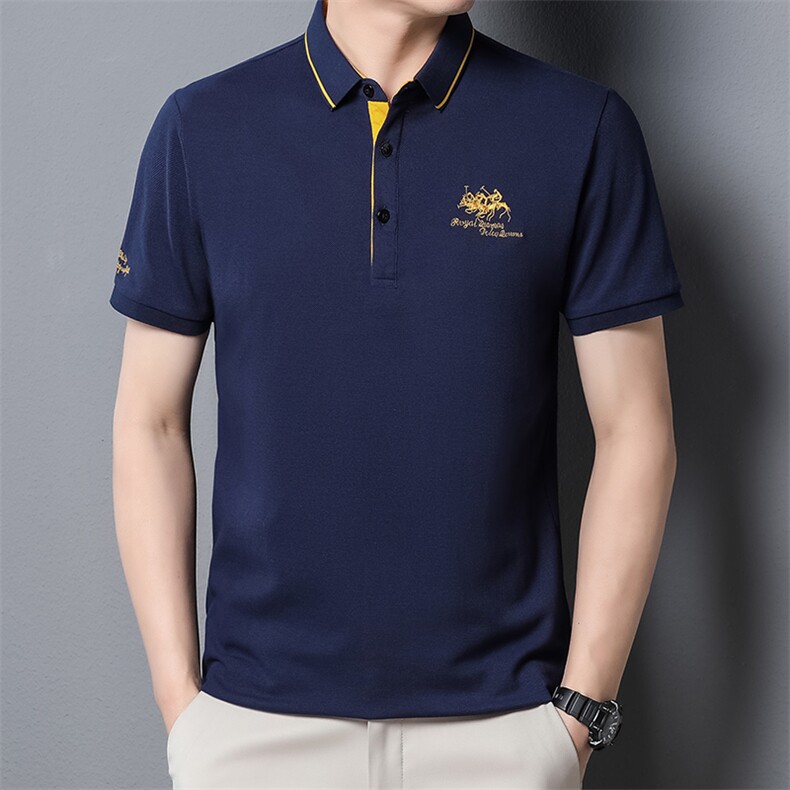 短袖T恤男夏季新款翻领商务中年男士POLO保罗衫休闲时尚男装半袖图片