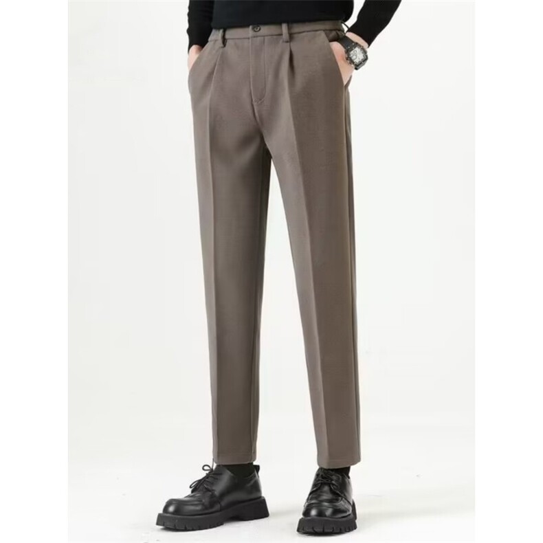 网图男士松紧腰毛呢西裤修身百搭商务九分休闲裤656R/p60常规50，男装西裤，星座223-3（原星座201-3）