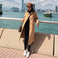 现货8511B-98392020冬季新款中长款格子毛呢外套女，女装毛呢外套，惟卡贝娜