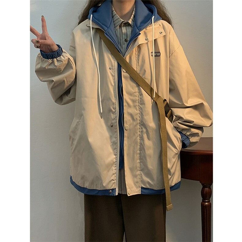 XZ102B-1秋季假两件宽松/连帽休闲外套潮夹克JK230280,男装夹克,星座102B-1