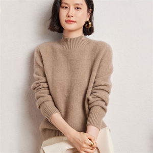 优雅女士半高领羊绒衫 简约百搭显瘦保暖毛衣图片