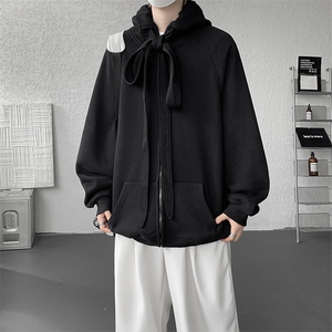 8XL-M 朝牌情侣美式绑带设计连帽卫衣宽松开衫外套男女WY35P58图片
