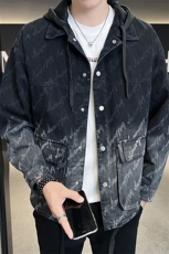 2023新款夹克外套男秋冬牛仔洗水大码宽松连帽外套jk807-p108，男装夹克，电商D303