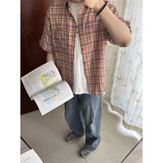 网络图现货！高级短袖衬衫夏季上衣宽松半袖免烫衬衣RB338-P50，男装T恤，星座1005-6