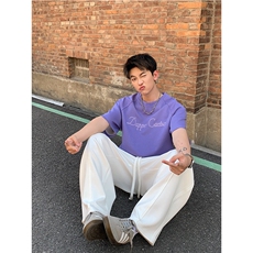 美式潮流插肩袖260克曼巴棉夏季潮牌绣花男士短袖T恤P33，男装T恤，电商C306-1