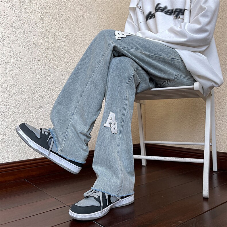 B221美式ins高街小众纯色百搭牛仔裤LK22085-P60控78,男装牛仔裤,电商B221
