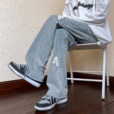 B221美式ins高街小众纯色百搭牛仔裤LK22085-P60控78，男装牛仔裤，电商B221