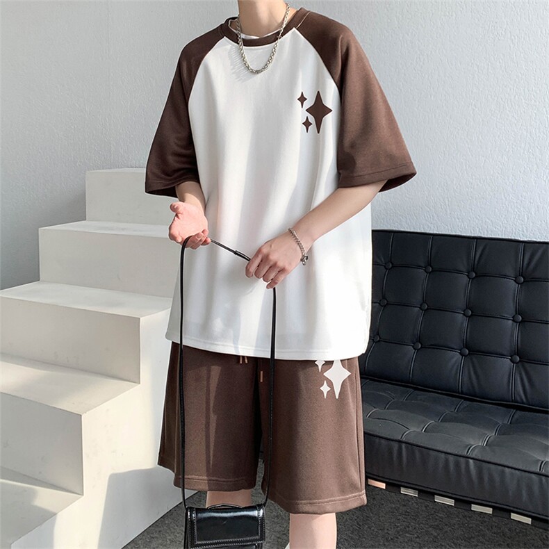 直播重磅280g插肩袖短袖短裤套装A425P65,男装牛仔裤,电商A309
