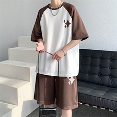 直播重磅280g插肩袖短袖短裤套装A425P65，男装牛仔裤，电商A309