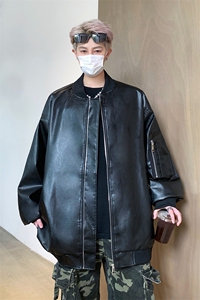 主推新款美式高街立领夹克潮牌皮衣夹克宽松外套 A436-W103-P68图片